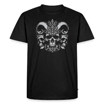 crâne avec cornes design baroque - T-shirt Premium bio Homme - noir - Devant - Nico (187cm)