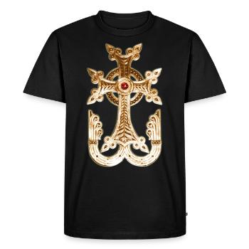 Armenian Cross / Armenian Cross Gold Metallic - Men's Premium Organic T-Shirt - black - Front - Nico (187cm)