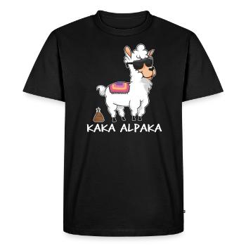 Kaka Alpaka - alpaga drôle avec un tas de merde - T-shirt Premium bio Homme - noir - Devant - Nico (187cm)