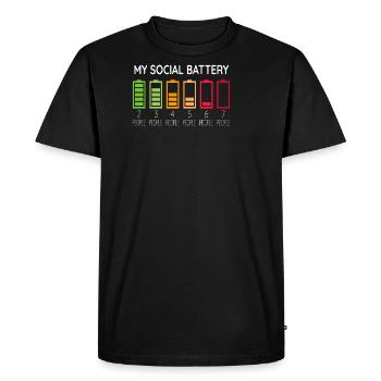 Sarcasme drôle ma batterie sociale - T-shirt Premium bio Homme - noir - Devant - Nico (187cm)