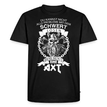 NORDISCHE MYTHOLOGIE WIKINGER - Männer Premium Bio T-Shirt - Schwarz - Vorne - Nico (187cm)