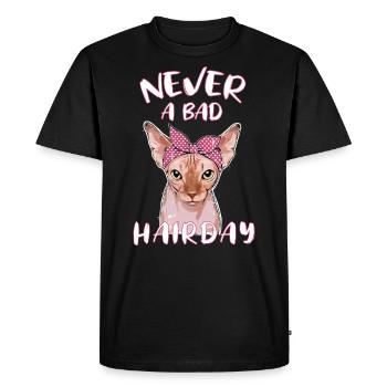 Bad Hairday Chat Sphynx Drôle rengaine - T-shirt Premium bio Homme - noir - Devant - Nico (187cm)