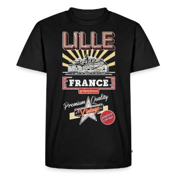 Lille France City Skyline Vintage Rétro - T-shirt Premium bio Homme - noir - Devant - Nico (187cm)