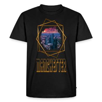Manchester Angleterre UK City Skyline Love Gold - T-shirt Premium bio Homme - noir - Devant - Nico (187cm)