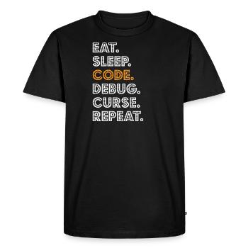 Eat Sleep Code Debug Curse Repeat Programmer Coder - Men's Premium Organic T-Shirt - black - Front - Nico (187cm)