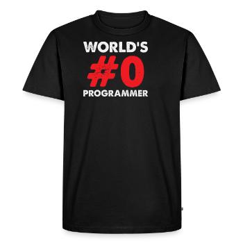Worlds 0 Programmer Quote Devloper - Men's Premium Organic T-Shirt - black - Front - Nico (187cm)