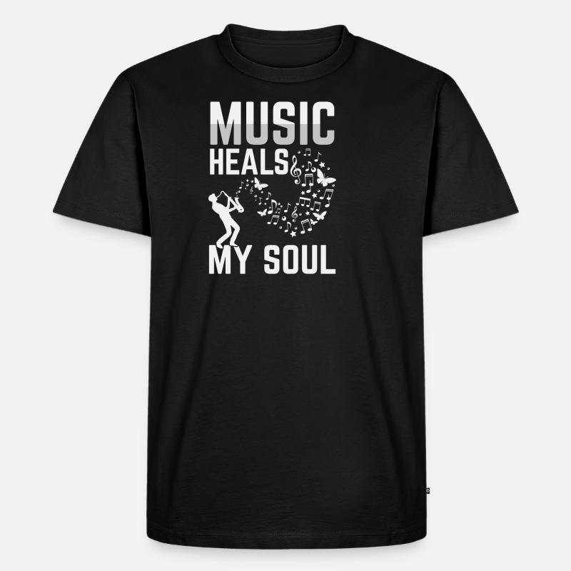 Music Notes Heals - Männer Premium Bio T-Shirt - Schwarz
