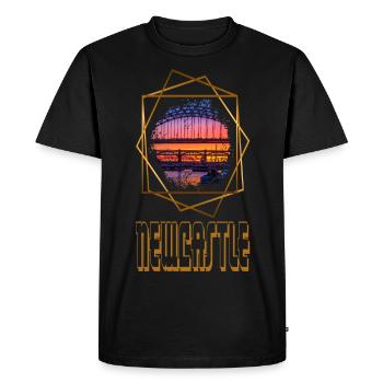 Newcastle Angleterre UK City Skyline Love Gold - T-shirt Premium bio Homme - noir - Devant - Nico (187cm)
