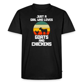 Amoureux des animaux Filles Rétro Chèvres Poulets - T-shirt Premium bio Homme - noir - Devant - Nico (187cm)