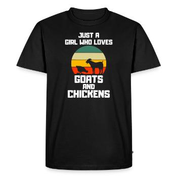Retro Goat Farmer Girl Farm Animal Chicken - Men's Premium Organic T-Shirt - black - Front - Nico (187cm)