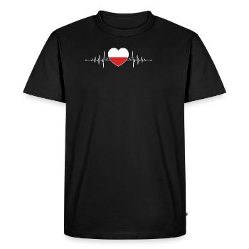 Poland Heartbeat Polish Flag Pole Polska - Men's Premium Organic T-Shirt - black - Front - Nico (187cm)