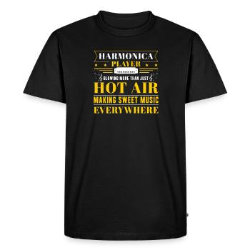 L’harmonica souffle plus que de l’air chaud - T-shirt Premium bio Homme - noir - Devant - Nico (187cm)