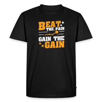 Rowing machine Beat The Pain Funny rowing ergometer - Men's Premium Organic T-Shirt - black - Front - Nico (187cm)
