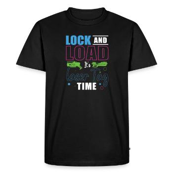 Verrouiller et charger l’étiquette laser — temps pour le laser tag - T-shirt Premium bio Homme - noir - Devant - Nico (187cm)