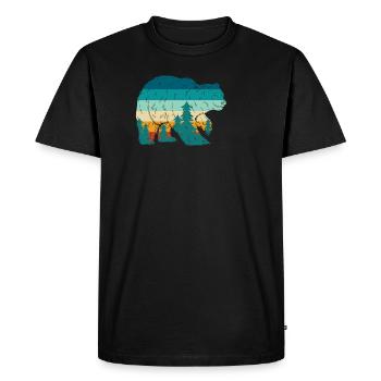 Bear Retro Forest Nature Wanderer Forester Gift - Men's Premium Organic T-Shirt - black - Front - Nico (187cm)