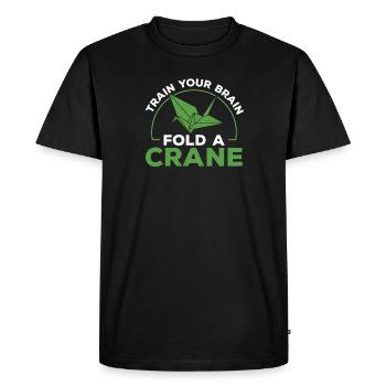 Train your brain Funny folding crane - Men's Premium Organic T-Shirt - black - Front - Nico (187cm)