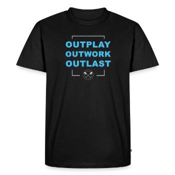 Cool College Rowing Outplay Outwork Outlast - Men's Premium Organic T-Shirt - black - Front - Nico (187cm)