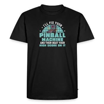 Pinball beats your high score Funny pinball machine - Men's Premium Organic T-Shirt - black - Front - Nico (187cm)