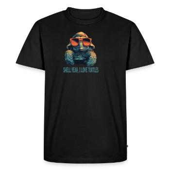 Turtle with Sunglasses - Shell yes i love turtles - Men's Premium Organic T-Shirt - black - Front - Nico (187cm)