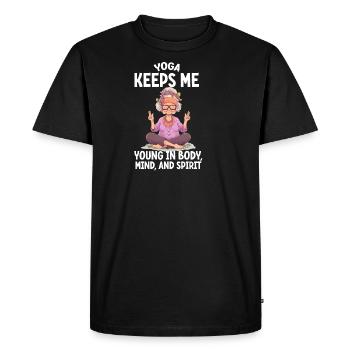 Yoga Keeps Me Young In Body Mind, And Spirit 2 - Men's Premium Organic T-Shirt - black - Front - Nico (187cm)