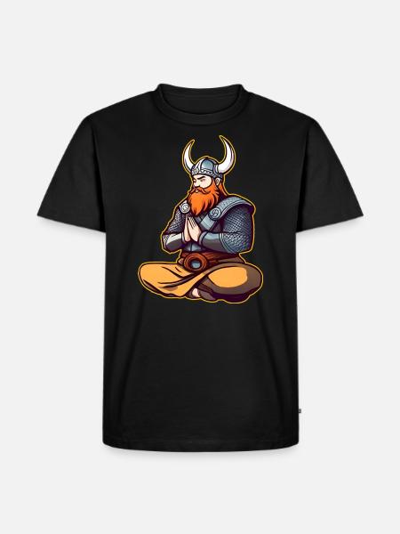 Cute Viking Doing Yoga II - Men's Premium Organic T-Shirt - black