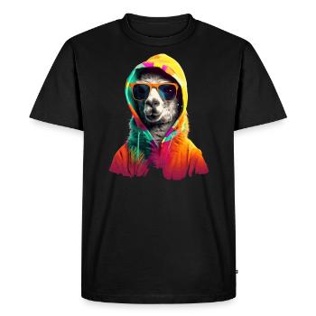 Lama avec lunettes de soleil Lama coloré en Alpaga frais - T-shirt Premium bio Homme - noir - Devant - Nico (187cm)