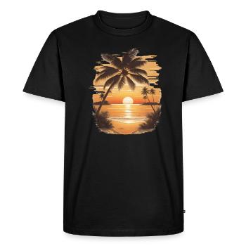 Sunset Serenity: Beach Scene - Men's Premium Organic T-Shirt - black - Front - Nico (187cm)