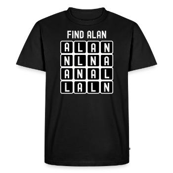 Trouver la recherche de mots (anal) d’Alan - T-shirt Premium bio Homme - noir - Devant - Nico (187cm)