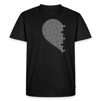 Couples assortis demi coeur Saint Valentin gris 2 - T-shirt Premium bio Homme - noir - Devant - Nico (187cm)