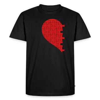 Couples assortis demi coeur Saint Valentin rouge 2 - T-shirt Premium bio Homme - noir - Devant - Nico (187cm)