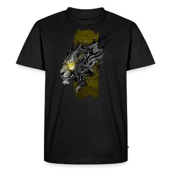 Majesté lumineuse : Lion majestueux aux yeux brillants - T-shirt Premium bio Homme - noir - Devant - Nico (187cm)