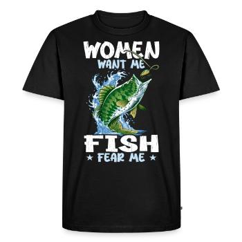 Women Want Me Fish Fear Me - T-shirt Premium bio Homme - noir - Devant - Nico (187cm)