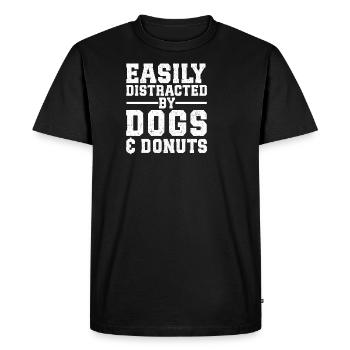 Facilement distrait par les chiens et la randonnée - T-shirt Premium bio Homme - noir - Devant - Nico (187cm)