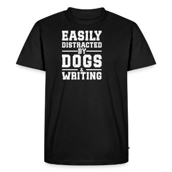 Easily Distracted By Dogs & Writing - Men's Premium Organic T-Shirt - black - Front - Nico (187cm)
