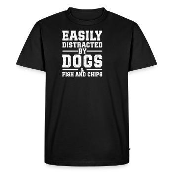 Easily Distracted By Dogs & Fish And Chips - Men's Premium Organic T-Shirt - black - Front - Nico (187cm)