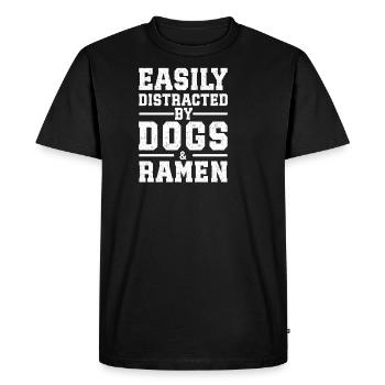 Facilement distrait par les chiens et les ramen - T-shirt Premium bio Homme - noir - Devant - Nico (187cm)