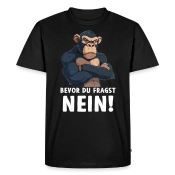 Singe chimpanzé primate avant que vous ne demandiez non - T-shirt Premium bio Homme - noir - Devant - Nico (187cm)