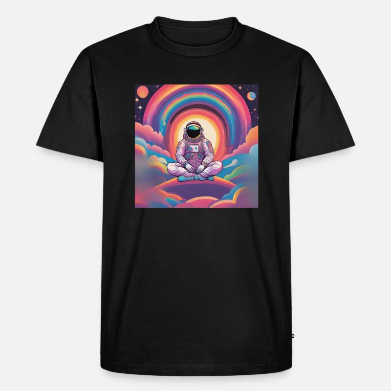 Meditierender Astronaut - Männer Premium Bio T-Shirt - Schwarz