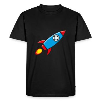 Rocket Spaceship Cartoon - Men's Premium Organic T-Shirt - black - Front - Nico (187cm)