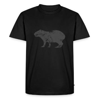 Capybara Silhouette Détresse Style - T-shirt Premium bio Homme - noir - Devant - Nico (187cm)