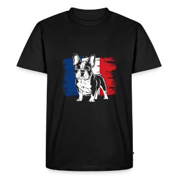 Bouledogue français Frenchie avec lunettes de soleil - T-shirt Premium bio Homme - noir - Devant - Nico (187cm)