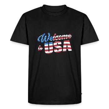 Bienvenue aux États-Unis - T-shirt Premium bio Homme - noir - Devant - Nico (187cm)