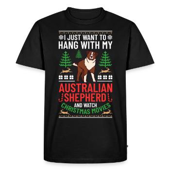 Berger australien Chien de Noël Chiot - T-shirt Premium bio Homme - noir - Devant - Nico (187cm)