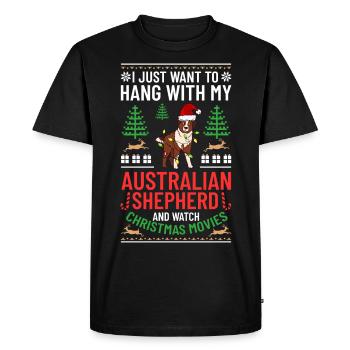 Berger australien Chien de Noël Chiot - T-shirt Premium bio Homme - noir - Devant - Nico (187cm)