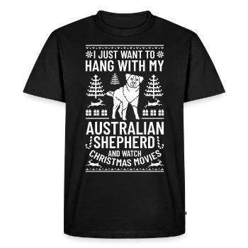 Berger australien Chien de Noël Chiot - T-shirt Premium bio Homme - noir - Devant - Nico (187cm)