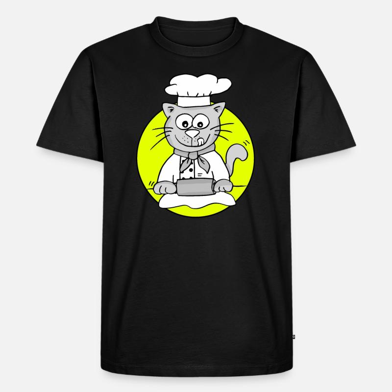 Retro Bäcker-Katze - Beruf Bäcker - Männer Premium Bio T-Shirt - Schwarz