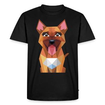 Geometric Happy Dog Art - Men's Premium Organic T-Shirt - black - Front - Nico (187cm)