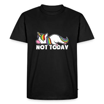 Not today - Tired and lazy - Unicorn - Men's Premium Organic T-Shirt - black - Front - Nico (187cm)