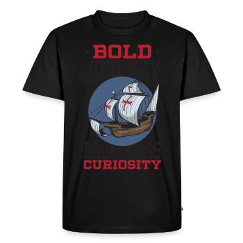 Bold voyages Boundless curiosity Columbus Day - Men's Premium Organic T-Shirt - black - Front - Nico (187cm)