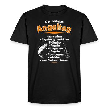 FID - der perfekte Angeltag - das Original powered - Männer Premium Bio T-Shirt - Schwarz - Vorne - Nico (187cm)
